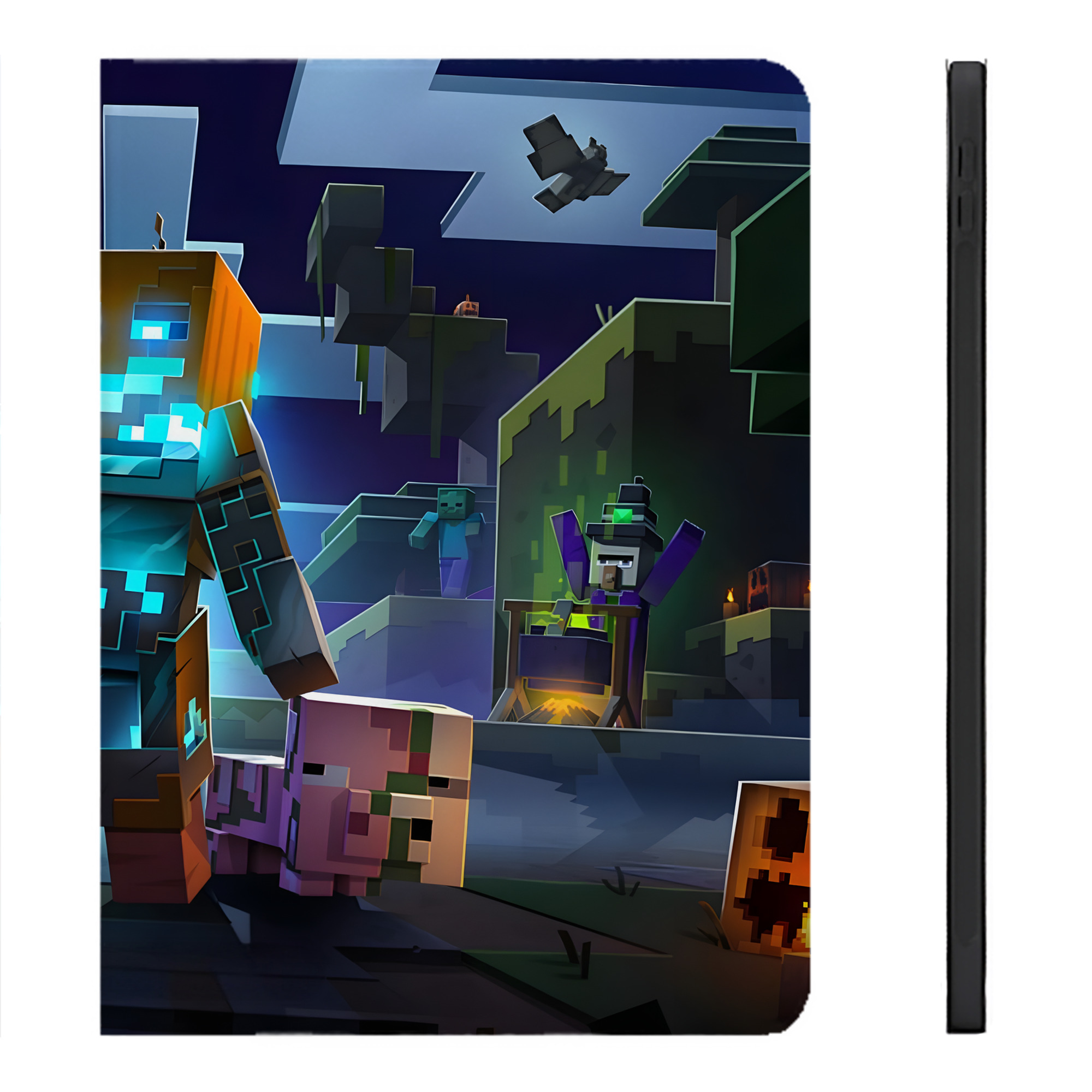 （画像用） マインクラフト ブロックの世界 Minecraft MC Block world IPadケース ペンホルダー付き ブックスタイルデザイン